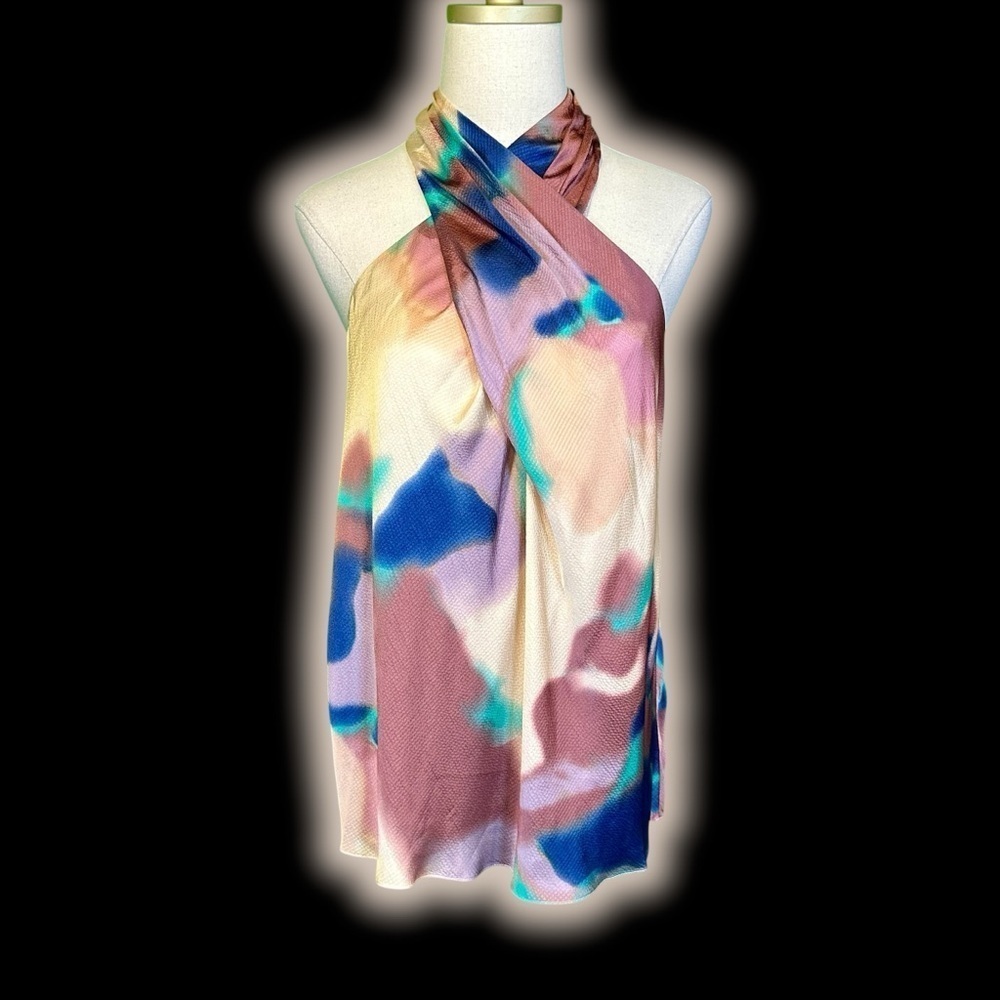 NWT Tanya Taylor ‘Mona’ Abstract Print Halter Top in “Cream Multi” Size Medium